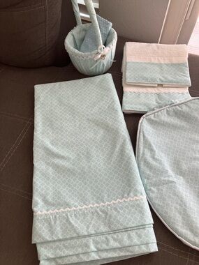 Aqua Geometric Shower Curtain Set